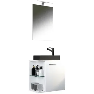 VCM Waschbeckenunterschrank »VCM 3-tlg Set   Waschplatz für Gäste WC   Gästebad   Waschtisch mit Spiegel   Badezimmer Set ¿ Hausa SC-BL« 3 Stk. tlg., weiß