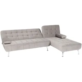 Mendler Schlafsofa HWC-K22, Couch Ecksofa Sofa, Liegefläche links/rechts Schlaffunktion 236cm Samt grau