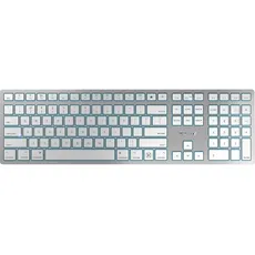 Bild KW 9100 SLIM FOR MAC, kabellose Mac-Tastatur, US-Layout (QWERTY), Bluetooth oder 2,4 GHz Funk, Flache Tasten, Wiederaufladbar, Weiß-Silber