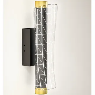 HOMCOM 2er Set Wandleuchte Innen Wandlampe mit LED Lichte, Gitterdesign, Dimmbar Nachttischlampe mit 3 Lichtfarbe, Flurlampe für Wohnzimmer, Schlafzimmer, Metall, Schwarz - Schwarz