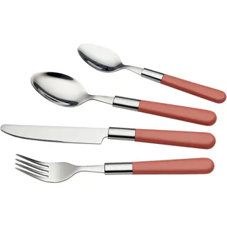 Echtwerk Besteckset , Rosa , Metall , 16-teilig , rutschfester Griff, lebensmittelecht , Besteck, Besteck-Sets
