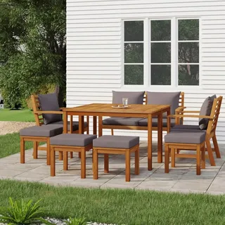 Festnight Balkon Lounge Holz 4 Personen Set mit Sofa und Tisch
