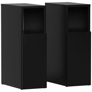 Vicco Nachttisch Enton Schwarz 2er set , Holzwerkstoff , Rechteckig , 20x59.5x35 cm , Schlafzimmer, Nachtkästchen