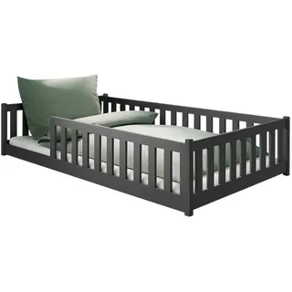 Kids Collective Jugendbett Bodenbett 120 x 200 cm Kiefer massiv grau weiß