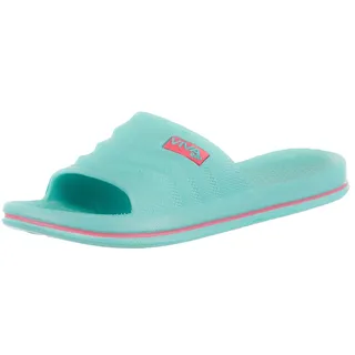 Brandsseller Damen Badepantolette Badeschuhe Badeschlappen Badelatschen Strandschuhe - Uni mit seitlichem Streifen an der Sohle