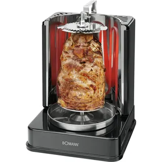 Bomann® Döner-Vertikal-Multigrill | Multigrill Perfekt für Gyros, Kebab & mehr | Gyrosgrill für Fettfreies Grillen zuhause | Dönergrill Inkl. Drehspieß & 6 Fleischspieße | DVG 3006 CB - Schwarz
