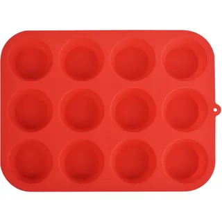 Zuvo Muffinform aus Silikon, antihaftbeschichtet, 23 x 31 cm, Rot, 12 Stück