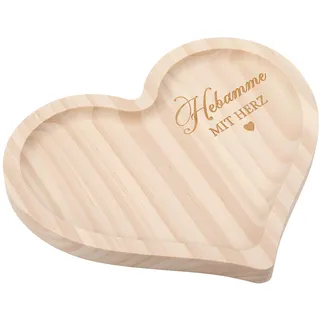 Geiserailie Dankeschön Geschenke Hebamme mit Herz Herzförmige Holztablett | Holz Deko Tablett mit Gravur Danke Geschenke für Geburt Midwife Frau Geburtstag Ruhestand Dankbar Abschied