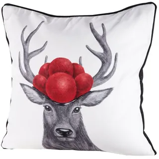 Gilde Kissen "Hirsch mit Bollenhut" Stoff creme 44389