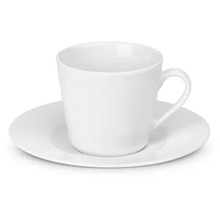 Gerlach Modern Tassen-Set Mit Untertassen 12-Teilig Kaffeetassen 6 Stk Kaffeetasse Teetasse Aus Porzellan Kaffeeservice Für 6 Personen Kaffeebecher Weiss 200ml