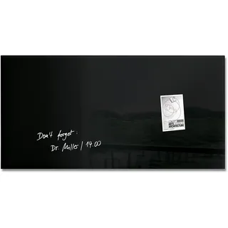 Sigel GL145 Premium Glas-Whiteboard 91x46 cm schwarz hochglänzend, SGS geprüft, einfache Montage, incl. 3 starke Magnete, Glas-Magnettafel für Büro & Schule, Artverum