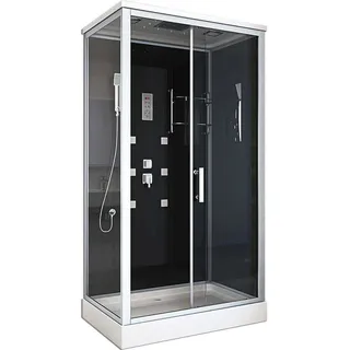 HOME DELUXE - Komplettdusche WAVE XL - Schwarz, Maße: 120 x 80 - inkl. Radio, Regendusche und komplettem Zubehör I Fertigdusche, Dusche, Duschtempel - Schwarz