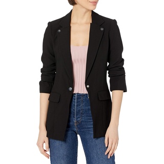 Armani Exchange Womens Single Breast Casual Blazer, Black, 0