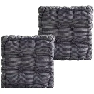 BohrenCL 2er Set Sitzkissen Outdoor, Stuhlkissen, 100% Baumwolle Dicke Sitzpolster, Bodenkissen für Gartenstuhl, Küche oder Esszimmer, Indoor und Outdoor 45x45cm