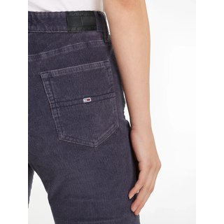 Schlaghose TOMMY JEANS "TJW SYLVIA HR FLARE WASHED CORD", Damen, Gr. 25, Länge 32, blau (schwarz night navy), Web, Obermaterial: 98% Baumwolle, 2% Elasthan, unifarben, ausgestellt normal, Hosen Schlaghose, in dem Trendmaterial Cord