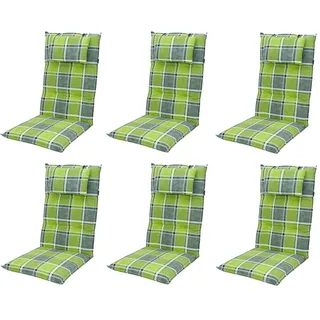 Doppler 6x 5911 Hochlehner Gartenstuhl Auflagen 8cm Kopfkissen grün