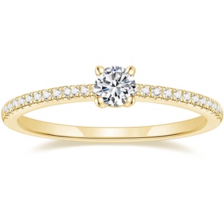 Titaniumcentral Vorsteckring Damen Eternity Ringe Schmal Rund Zirkonia Verlobungsringe Eheringe Versprechen Ring (Gelbgold,62 (19.7)