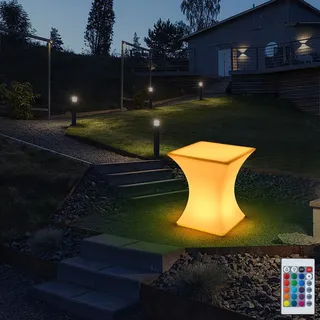 Eurotondisplay LED Gartenleuchte Leuchtende Sessel Tisch Sparsam mit Fernbedienung. Wiederaufladbar RGBW Helligkeit einstellbar Neu Schick LED Möbel YXF-5361