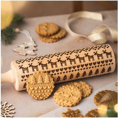 SKANDINAVISCHES WEIHNACHTSMUSTER Nudelholz. Geprägte Teigroller Weihnachts für Hausgemachtes Gebäck und Keramik. Nudelholz mit muster von Algis Crafts