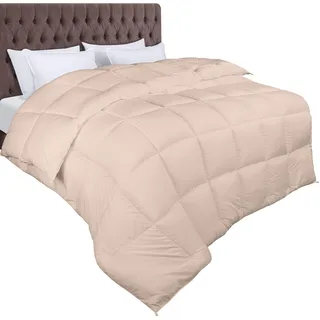 Utopia Bedding Bettdecke - Warm Zudecke - Füllung - Microfaser Antiallergisch für Allergiker - Gesteppte Steppdecke (Beige, 155 x 220 cm)