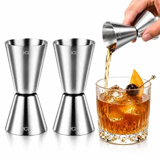 Cocktail Messbecher Edelstahl 2cl 4cl Jigger Barmaß für Schnaps | cl Messbecher Cocktail, Doppelseitiges Barmaß für präzises Dosieren von Gin, Rum, Whisky, Likör, Sirup