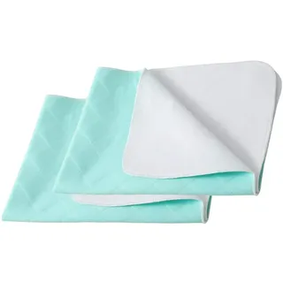 Beedsooth 2er Set Wiederverwendbar Bettunterlage 70×90cm, Wasserdicht und Absorbierend Betteinlagen Waschbare, Schutzunterlage für Kinder oder Erwachsene, Grün