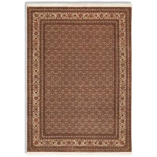 Läufer OCI DIE TEPPICHMARKE "Cavari Herati" Gr. 13, beige (creme), B:80cm H:4mm L:300cm, Seide, Wolle, Teppiche, Läufer, hochwertig, handgeknüpft, mit Fransen, Wohnzimmer