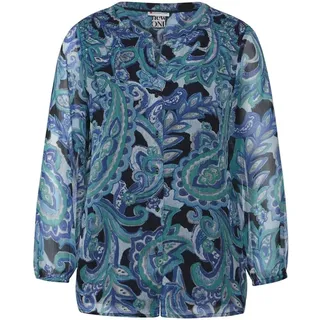 Street One Damen Chiffon Bluse mit Muster Intense Aqua 46