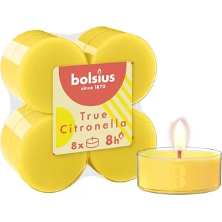 Bolsius True Citronella - Maxi Duftteelichter - Citronella - 8 Stück - Brenndauer 8 Stunden - Outdoorkerzen - Natürliches Pflanzenwachs - mit Natürlichen Extrakten - Ohne Palmöl