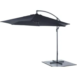 Lifetime Garden Schwebender Sonnenschirm mit Ständer - Längenverstellbar bis zu 3 Metern - Parasol - Verschiedene Winkel - Stahl - 300 x 300 x 245 CM - Schwarz