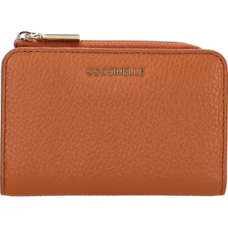 Damen-Geldbörse Orange: 3 Fächer, Münzfach, Reiß- & Druckknopfverschluss - Orange