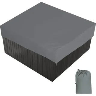 Quadratische, wasserdichte Whirlpoolabdeckung für den Außenbereich, aus 190T Polyestergewebe, staubdicht und UV-beständig, mit Aufbewahrungstasche, Grau, 231 x 231 x 30 cm - Grau