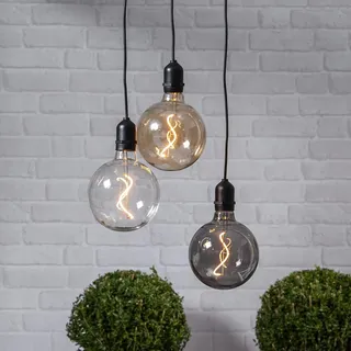 LED-Glaskugel ''Bowl'', warmweiß, 1m Kabel, 12,5x19,5cm, IP44, Batteriebetrieben - Transparent