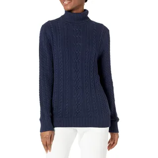 Amazon Essentials Damen Leichter Rollkragenpullover Mit Zopfmuster (Erhältlich In Übergröße), Marineblau, XXL Große Größen