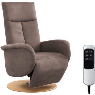 CAVADORE TV-Sessel Juba mit Akku / Fernsehsessel mit elektrisch verstellbarer Relaxfunktion / 2 E-Motoren / 75 x 112 x 82 / Lederoptik, Hellbraun