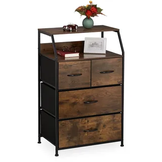 Relaxdays Kommode Industrial 96,5 x 60 x 41,5 cm Braun/Schwarz