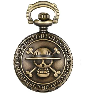 JewelryWe Taschenuhr Herren Damen Vintage: Retro Analog Quarz Kettenuhr Uhr Umhängeuhr mit Halskette Kette Pocket Watch Bronze Unisex Geschenk