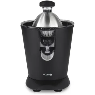 h.koenig AGR82 - elektrische Zitruspresse 160W, Hebel und Filter aus Edelstahl, Anti-Tropf-System, BPA-frei, spülmaschinenfeste Teile, Schwarz