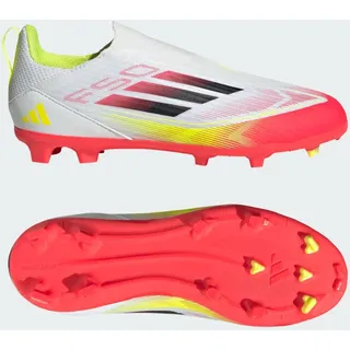 F50 League Laceless Football Boots FG/MG Kids Fußballschuhe, Cloud White/Core Black/Solar Yellow, 21 EU