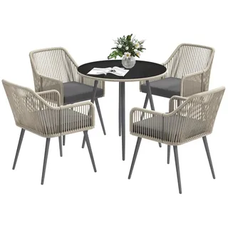 Gartenmöbel-Set für 4 Personen – Gartenstühle – Gartenmöbel-Set – Gartenmöbel – Lounge-Set – PE-Rattan mit Metallgestell