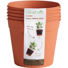 Clever Pots Easy Release Kunststoff-Pflanztöpfe, 5er-Pack Mini-Pflanztöpfe für den Innen- und Außenbereich für gesundes Wurzelwachstum, Pflanztöpfe aus Kunststoff für Blumen und Pflanzen, Terrakotta