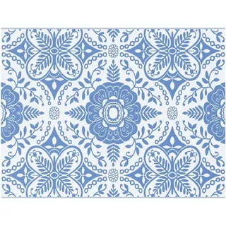 vidaXL Outdoor-Teppich Floral ARAKIL Babyblau und Weiß 400 x 300 cm - Blau