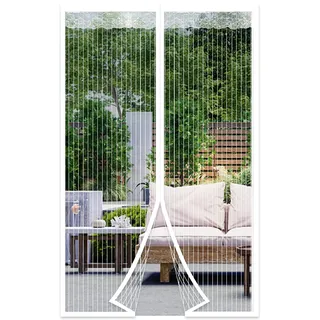DIKER Fliegengitter Magnet Tür, 120x200cm Fliegenvorhang Magnet Balkontür Ohne Bohren, Insektenschutz Vorhang, Moskitonetz türe, fliegentüren für Wohnzimmer Terrassentür (Weiß)