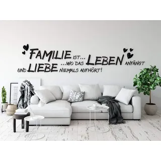 tjapalo® a23 Wandtattoo Familie Spruch wohnzimmer Sprüche Wandsticker Familiensprüche Wandtattoo Familie ist, Farbe: Schwarz, Größe: B140xH33cm