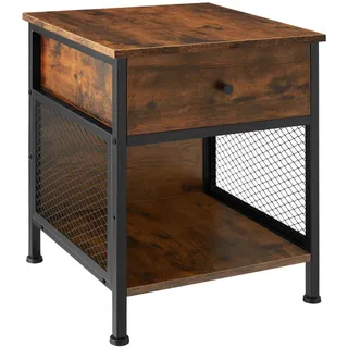 tectake Nachtschrank Killarney,45 x 46 x 55,5 cm,Industrial Holz dunkel, rustikal , Holzwerkstoff , Quadratisch , 45x55.5x46 cm , Schlafzimmer, Nachtkästchen