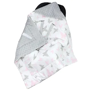 TupTam Baby Winter Einschlagdecke Babydecke 75x75cm für Autositz Babyschale Wattiert Minky Baumwolle Universal, Farbe: Schmetterling Hellgrau/Rosa, Größe: Einheitsgröße