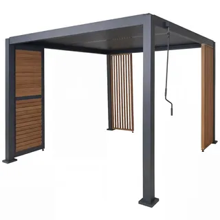 Mendler Pergola HWC-P65 3 x 3 m inkl. 2 Seitenteile Grau
