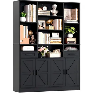 ironck Bücherregal 108 x 30 x 190 cm Schwarz
