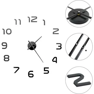 vidaXL 3D-Wanduhr Modernes Design 100 cm XXL Schwarz - Schwarz