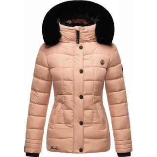 Marikoo Damen Winter Stepp Jacke Parka Winterjacke mit Kapuze und Kunstpelz QESRAA Rose Gr. 34 - XS - Rosa